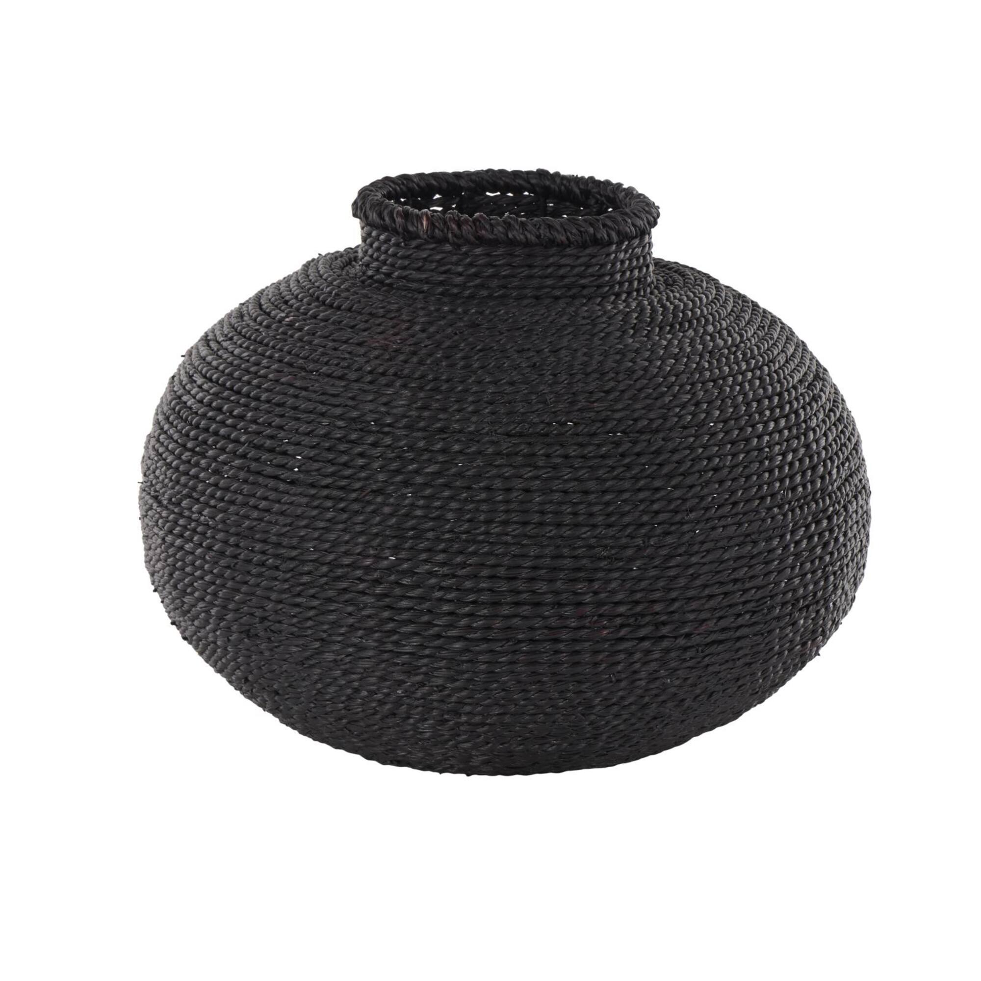 15" Black Metal Handmade Wrapped Vase
